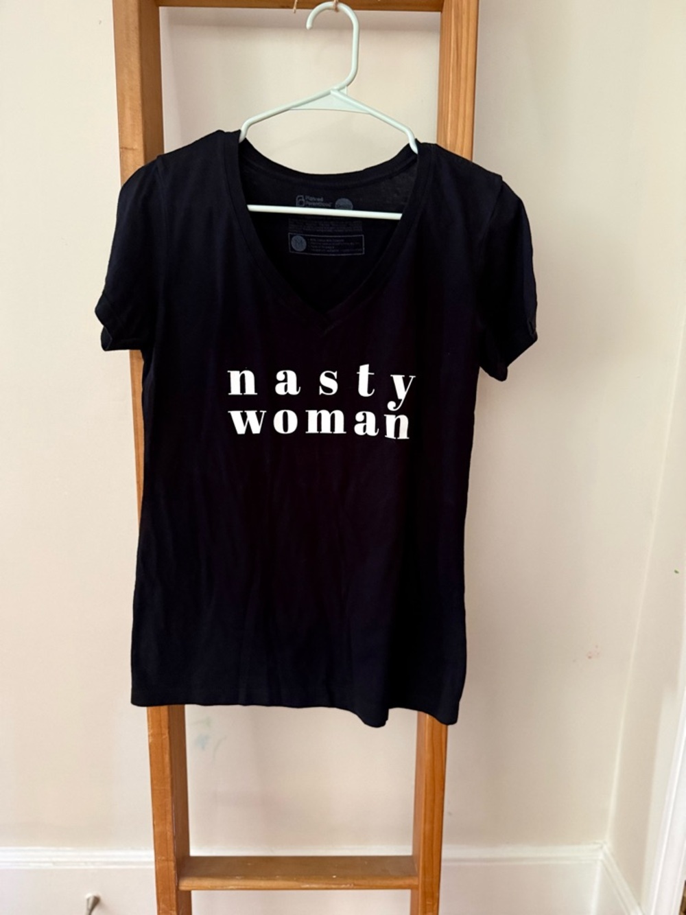 Nasty Woman Black V-Neck Graphic Tee - Women's Short Sleeve
